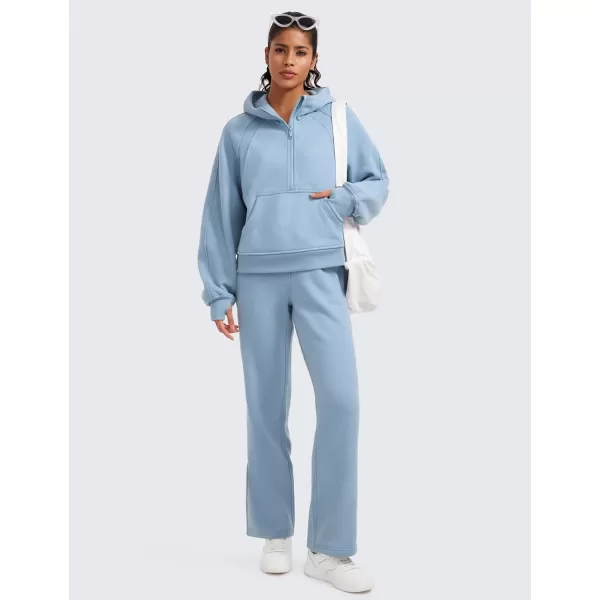 CRZ YOGA Cotton Fleece Lined Sweatpants Women 30quot Straight Leg Casual Lounge Sweat Pants for WomenCambric Blue