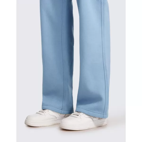 CRZ YOGA Cotton Fleece Lined Sweatpants Women 30quot Straight Leg Casual Lounge Sweat Pants for WomenCambric Blue
