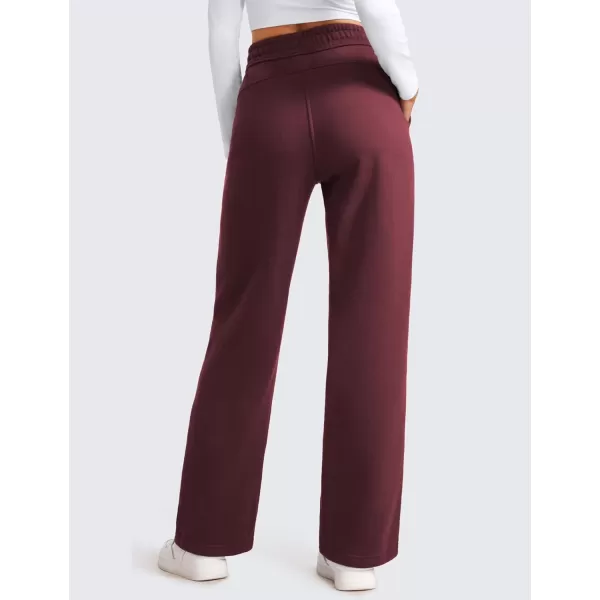CRZ YOGA Cotton Fleece Lined Sweatpants Women 30quot Straight Leg Casual Lounge Sweat Pants for WomenDark Red