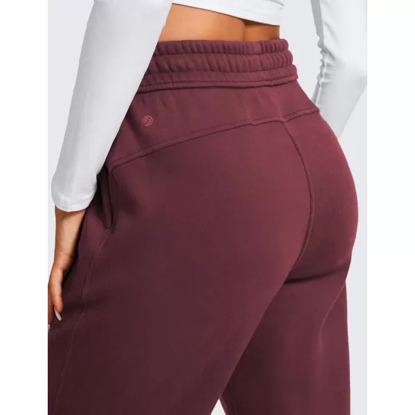 CRZ YOGA Cotton Fleece Lined Sweatpants Women 30quot Straight Leg Casual Lounge Sweat Pants for WomenDark Red