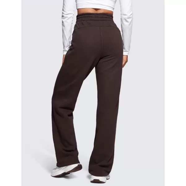 CRZ YOGA Cotton Fleece Lined Sweatpants Women 30quot Straight Leg Casual Lounge Sweat Pants for WomenHot Fudge Brown