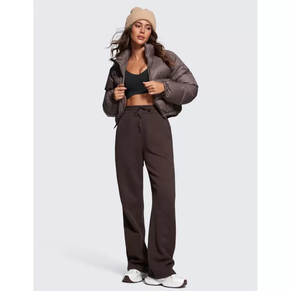 CRZ YOGA Cotton Fleece Lined Sweatpants Women 30quot Straight Leg Casual Lounge Sweat Pants for WomenHot Fudge Brown