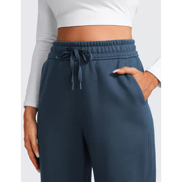 CRZ YOGA Cotton Fleece Lined Sweatpants Women 30quot Straight Leg Casual Lounge Sweat Pants for WomenInk Blue