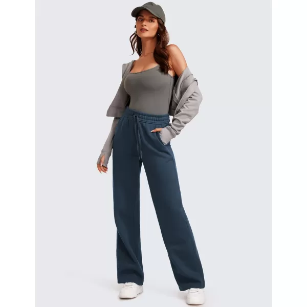 CRZ YOGA Cotton Fleece Lined Sweatpants Women 30quot Straight Leg Casual Lounge Sweat Pants for WomenInk Blue