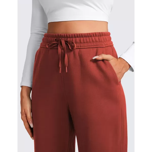 CRZ YOGA Cotton Fleece Lined Sweatpants Women 30quot Straight Leg Casual Lounge Sweat Pants for WomenJujube Brown