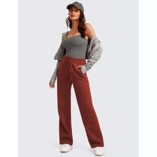CRZ YOGA Cotton Fleece Lined Sweatpants Women 30quot Straight Leg Casual Lounge Sweat Pants for WomenJujube Brown