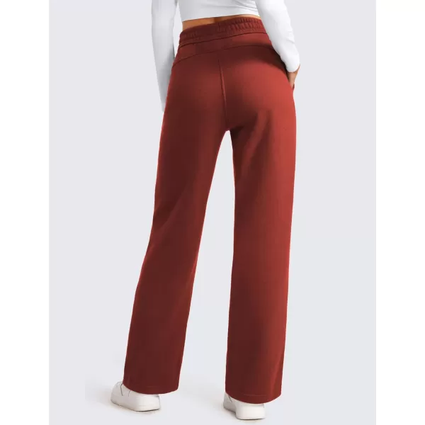 CRZ YOGA Cotton Fleece Lined Sweatpants Women 30quot Straight Leg Casual Lounge Sweat Pants for WomenJujube Brown