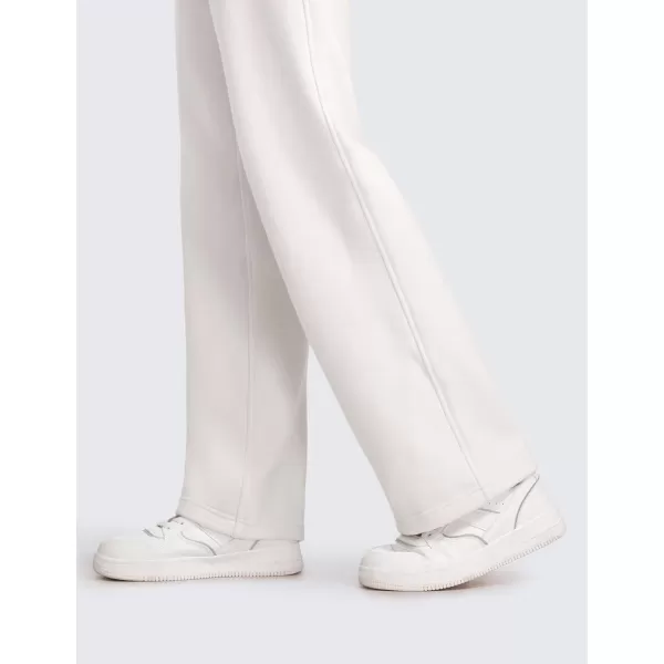 CRZ YOGA Cotton Fleece Lined Sweatpants Women 30quot Straight Leg Casual Lounge Sweat Pants for WomenMilky White Bone