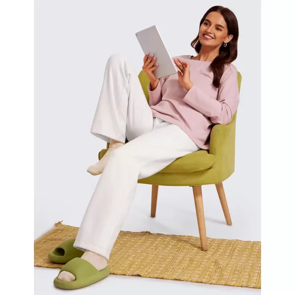 CRZ YOGA Cotton Fleece Lined Sweatpants Women 30quot Straight Leg Casual Lounge Sweat Pants for WomenMilky White Bone