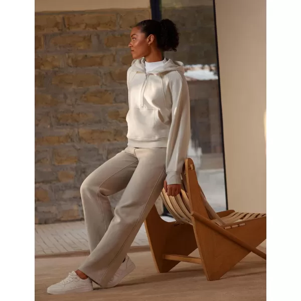 CRZ YOGA Cotton Fleece Lined Sweatpants Women 30quot Straight Leg Casual Lounge Sweat Pants for WomenMojave Tan