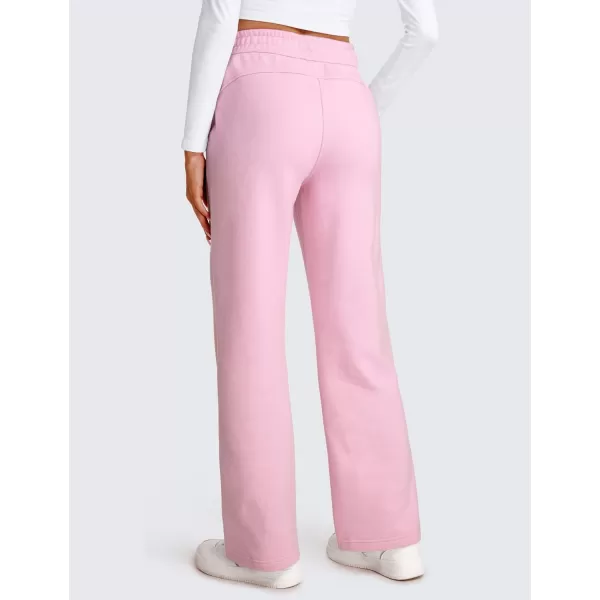 CRZ YOGA Cotton Fleece Lined Sweatpants Women 30quot Straight Leg Casual Lounge Sweat Pants for WomenPink Peony