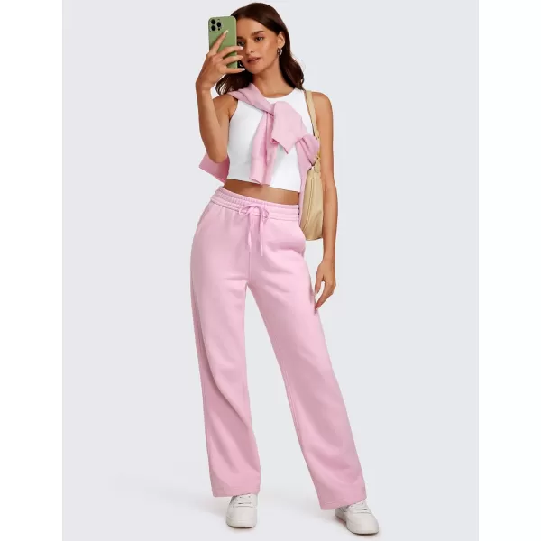 CRZ YOGA Cotton Fleece Lined Sweatpants Women 30quot Straight Leg Casual Lounge Sweat Pants for WomenPink Peony