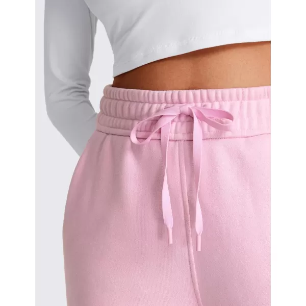 CRZ YOGA Cotton Fleece Lined Sweatpants Women 30quot Straight Leg Casual Lounge Sweat Pants for WomenPink Peony