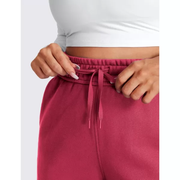 CRZ YOGA Cotton Fleece Lined Sweatpants Women 30quot Straight Leg Casual Lounge Sweat Pants for WomenPomegranate