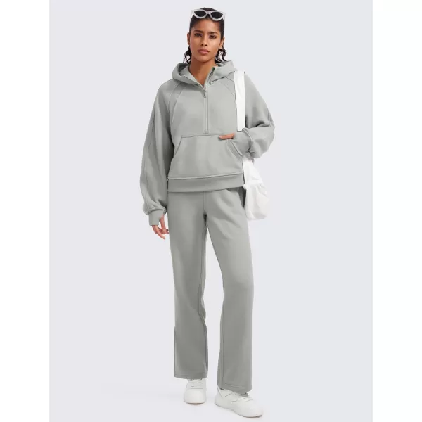 CRZ YOGA Cotton Fleece Lined Sweatpants Women 30quot Straight Leg Casual Lounge Sweat Pants for WomenSterling