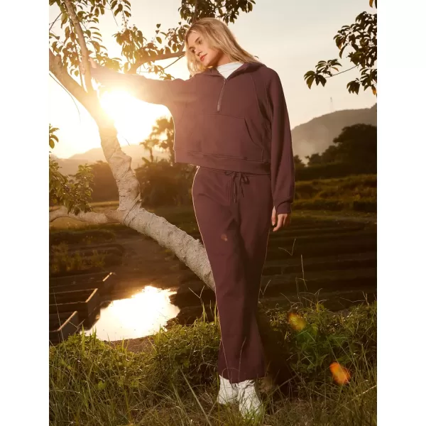 CRZ YOGA Cotton Fleece Lined Sweatpants Women 30quot Straight Leg Casual Lounge Sweat Pants for WomenTaupe