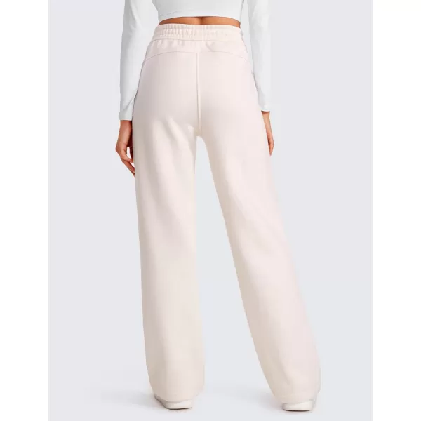 CRZ YOGA Cotton Fleece Lined Sweatpants Women 30quot Straight Leg Casual Lounge Sweat Pants for WomenWhite Apricot
