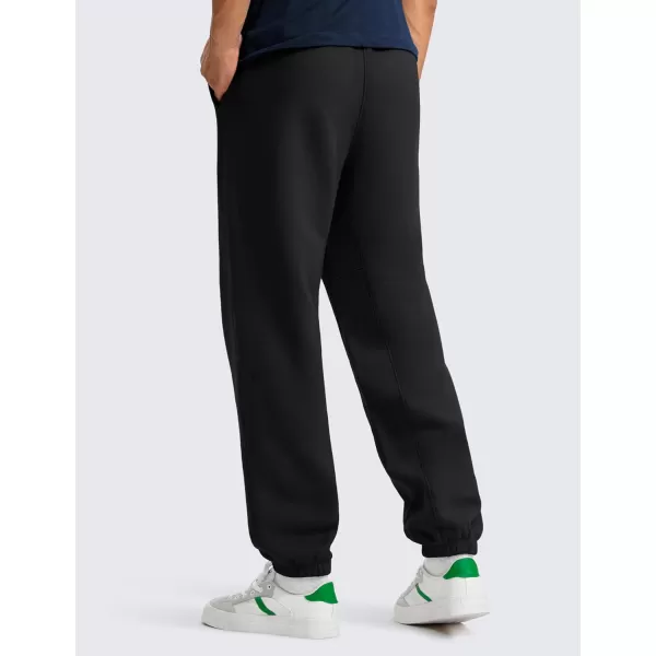 CRZ YOGA Cotton Fleece Sweatpants for Men 32quot Loosed Fit Lounge Casual Elastic Bottom Sweat Pants with Zipper PocketsBlack
