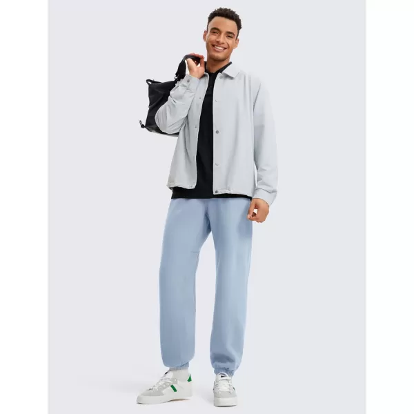 CRZ YOGA Cotton Fleece Sweatpants for Men 32quot Loosed Fit Lounge Casual Elastic Bottom Sweat Pants with Zipper PocketsCambric Blue