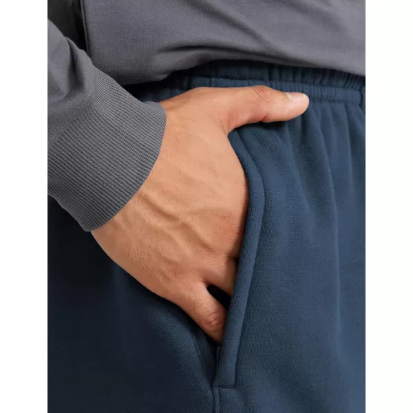 CRZ YOGA Cotton Fleece Sweatpants for Men 32quot Loosed Fit Lounge Casual Elastic Bottom Sweat Pants with Zipper PocketsInk Blue