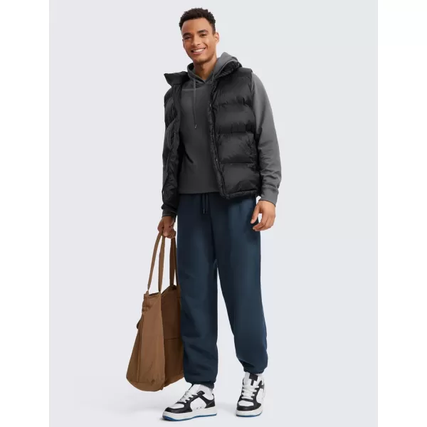 CRZ YOGA Cotton Fleece Sweatpants for Men 32quot Loosed Fit Lounge Casual Elastic Bottom Sweat Pants with Zipper PocketsInk Blue