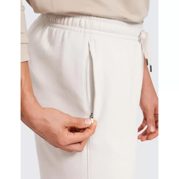 CRZ YOGA Cotton Fleece Sweatpants for Men 32quot Loosed Fit Lounge Casual Elastic Bottom Sweat Pants with Zipper PocketsMilky White Bone
