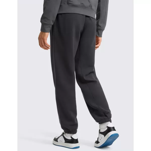 CRZ YOGA Cotton Fleece Sweatpants for Men 32quot Loosed Fit Lounge Casual Elastic Bottom Sweat Pants with Zipper PocketsMysterious Grey