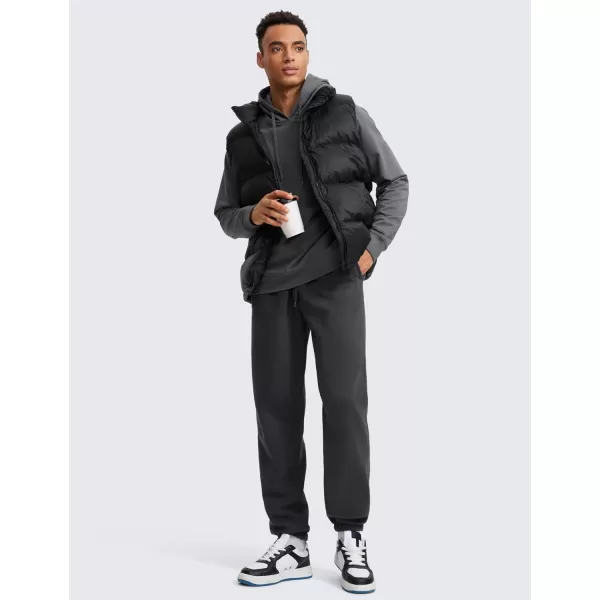 CRZ YOGA Cotton Fleece Sweatpants for Men 32quot Loosed Fit Lounge Casual Elastic Bottom Sweat Pants with Zipper PocketsMysterious Grey