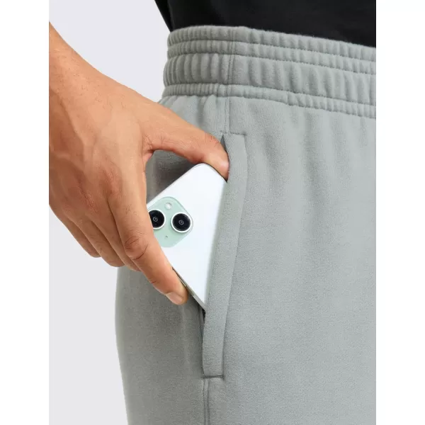 CRZ YOGA Cotton Fleece Sweatpants for Men 32quot Loosed Fit Lounge Casual Elastic Bottom Sweat Pants with Zipper PocketsSterling