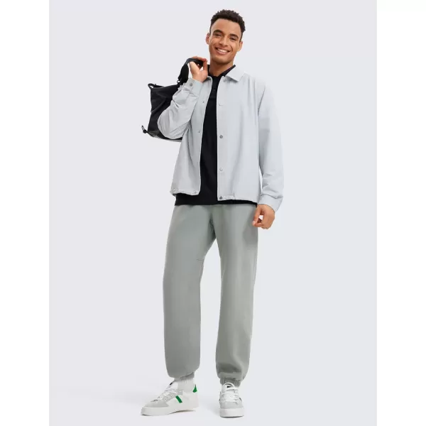 CRZ YOGA Cotton Fleece Sweatpants for Men 32quot Loosed Fit Lounge Casual Elastic Bottom Sweat Pants with Zipper PocketsSterling
