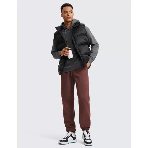 CRZ YOGA Cotton Fleece Sweatpants for Men 32quot Loosed Fit Lounge Casual Elastic Bottom Sweat Pants with Zipper PocketsTaupe