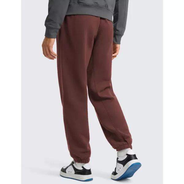 CRZ YOGA Cotton Fleece Sweatpants for Men 32quot Loosed Fit Lounge Casual Elastic Bottom Sweat Pants with Zipper PocketsTaupe