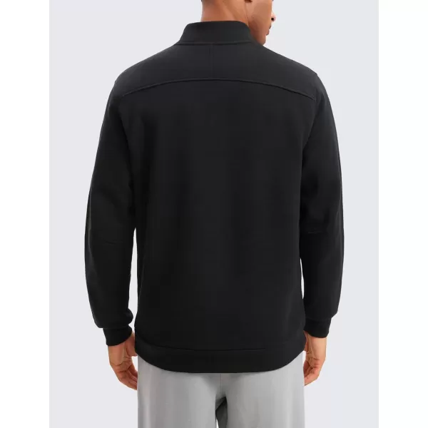 CRZ YOGA Fleece Lined Half Zip Sweatshirts for Men Mock Neck Pullover Sweatshirt Casual Workout Daily SweatersBlack