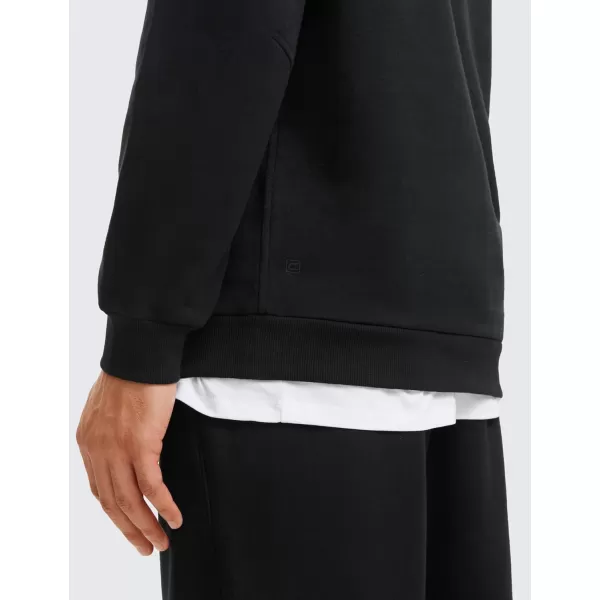 CRZ YOGA Fleece Lined Half Zip Sweatshirts for Men Mock Neck Pullover Sweatshirt Casual Workout Daily SweatersBlack