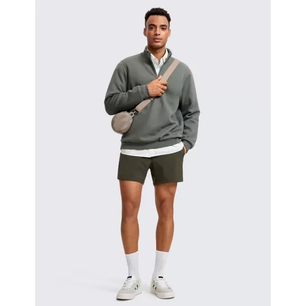 CRZ YOGA Fleece Lined Half Zip Sweatshirts for Men Mock Neck Pullover Sweatshirt Casual Workout Daily SweatersGrey Sage