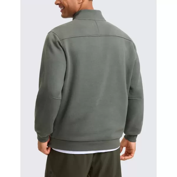 CRZ YOGA Fleece Lined Half Zip Sweatshirts for Men Mock Neck Pullover Sweatshirt Casual Workout Daily SweatersGrey Sage