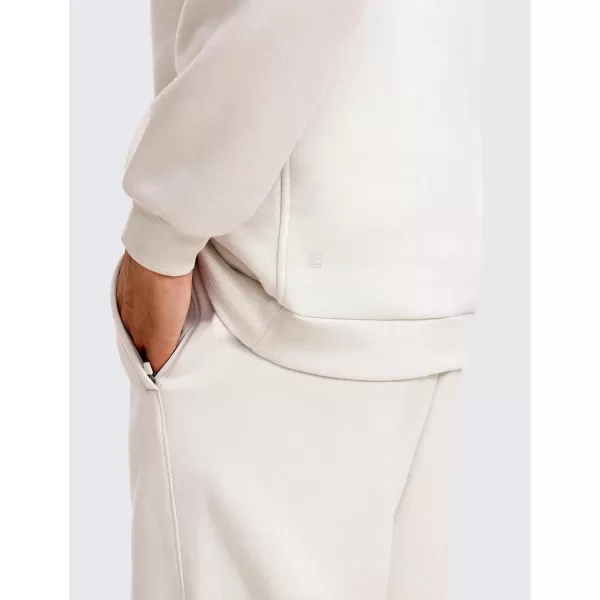 CRZ YOGA Fleece Lined Half Zip Sweatshirts for Men Mock Neck Pullover Sweatshirt Casual Workout Daily SweatersMilky White Bone