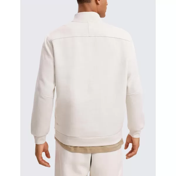 CRZ YOGA Fleece Lined Half Zip Sweatshirts for Men Mock Neck Pullover Sweatshirt Casual Workout Daily SweatersMilky White Bone