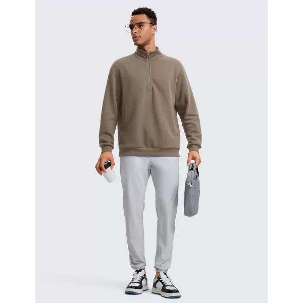 CRZ YOGA Fleece Lined Half Zip Sweatshirts for Men Mock Neck Pullover Sweatshirt Casual Workout Daily SweatersNomad Grey