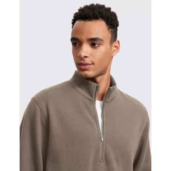 CRZ YOGA Fleece Lined Half Zip Sweatshirts for Men Mock Neck Pullover Sweatshirt Casual Workout Daily SweatersNomad Grey
