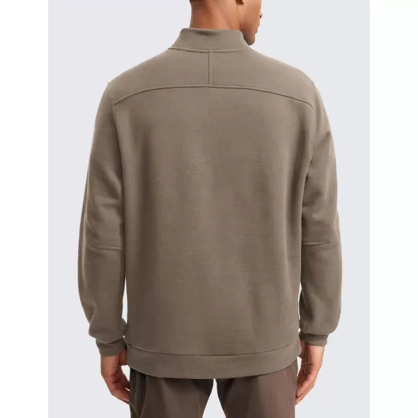 CRZ YOGA Fleece Lined Half Zip Sweatshirts for Men Mock Neck Pullover Sweatshirt Casual Workout Daily SweatersNomad Grey