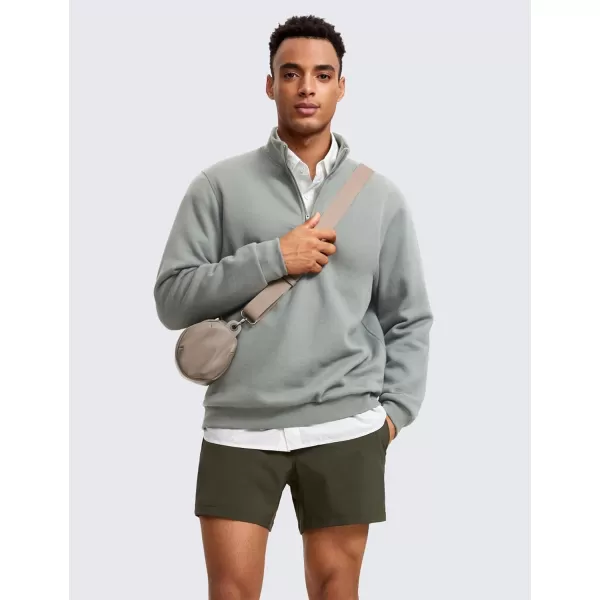 CRZ YOGA Fleece Lined Half Zip Sweatshirts for Men Mock Neck Pullover Sweatshirt Casual Workout Daily SweatersSterling