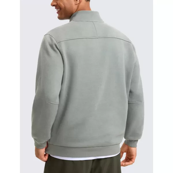 CRZ YOGA Fleece Lined Half Zip Sweatshirts for Men Mock Neck Pullover Sweatshirt Casual Workout Daily SweatersSterling