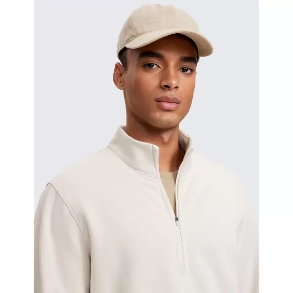 CRZ YOGA Fleece Lined Half Zip Sweatshirts for Men Mock Neck Pullover Sweatshirt Casual Workout Daily SweatersWhite Apricot