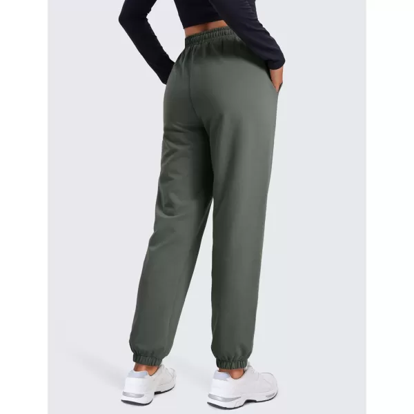 CRZ YOGA Fleece Sweatpants Women Cotton Joggers High Waisted Lounge Casual Travel Elastic Bottom Pants with PocketsGrey Sage