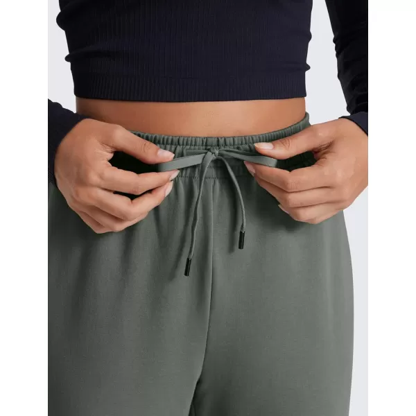 CRZ YOGA Fleece Sweatpants Women Cotton Joggers High Waisted Lounge Casual Travel Elastic Bottom Pants with PocketsGrey Sage