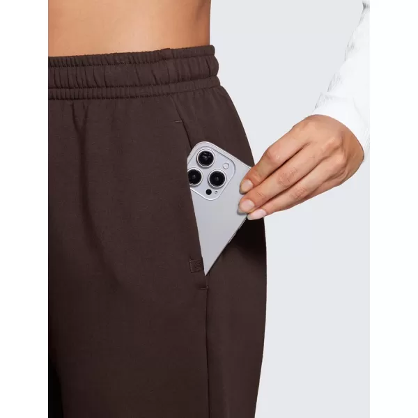 CRZ YOGA Fleece Sweatpants Women Cotton Joggers High Waisted Lounge Casual Travel Elastic Bottom Pants with PocketsHot Fudge Brown