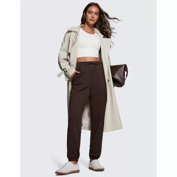 CRZ YOGA Fleece Sweatpants Women Cotton Joggers High Waisted Lounge Casual Travel Elastic Bottom Pants with PocketsHot Fudge Brown