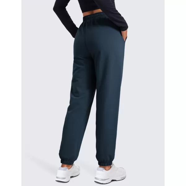 CRZ YOGA Fleece Sweatpants Women Cotton Joggers High Waisted Lounge Casual Travel Elastic Bottom Pants with PocketsInk Blue