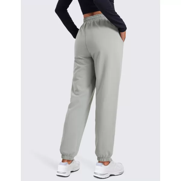 CRZ YOGA Fleece Sweatpants Women Cotton Joggers High Waisted Lounge Casual Travel Elastic Bottom Pants with PocketsSterling